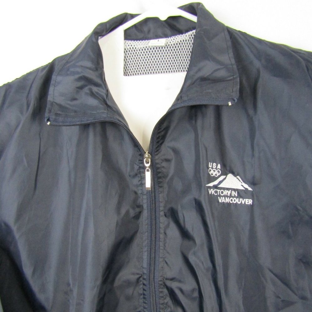USA Victory In Vancouver 2010 Olympic Windbreaker Jacket Men's Full Zip Size Lg